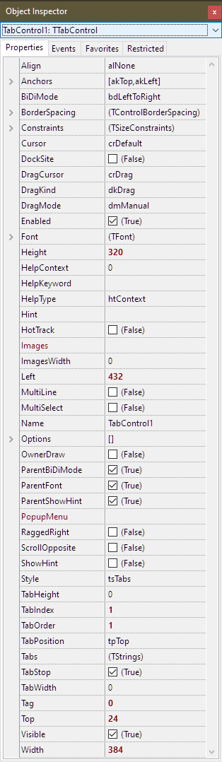 TTabControl
