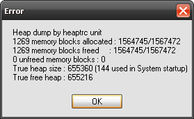 Standard output of heaptrc on Windows (despite of the title there is no error in the application)